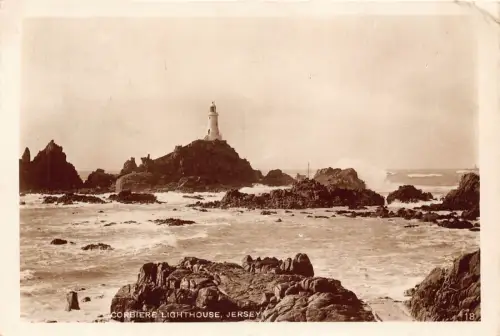 B128 England 1933 Corbiere Lighthouse Jersey RPPC Vintage Postkarte