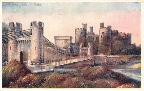 B116 Wales Conway Castle and Bridge Vintage Postkarte