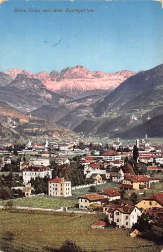 A227 Italien 1911 Bozen Gries Bozen mit Rosengarten Rosen Postkarte