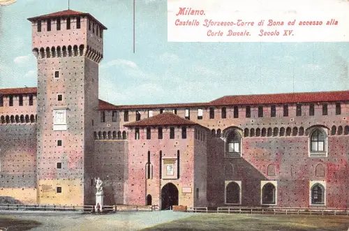 A228 Italien Milano Castello Sforzesco Torre Corte Ducale Vintage Postkarte