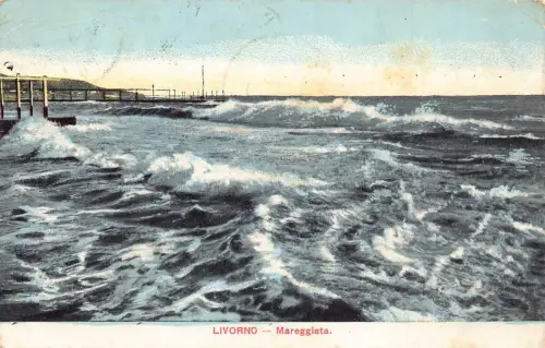 A228 Italien 1912 Livorno Mareggiata Vintage Postkarte