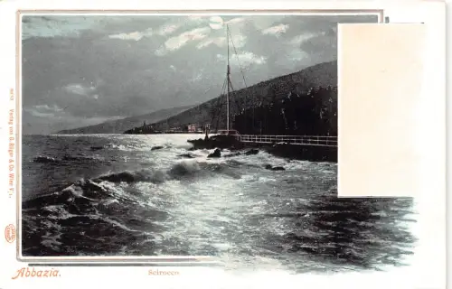 A229 Italien Abbazia Scirocco Meer Mondschein Vintage Postkarte