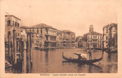 A229 Italien 1933 Venezia Venedig Kanal Grande Gondel Vintage Postkarte