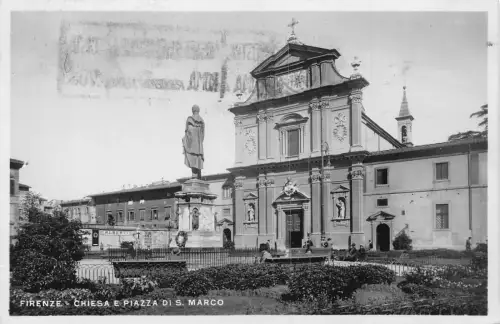 A229 Italien 1933 Firenze Florenz Chiesa e Piazza S Marco RPPC Vintage Postkarte