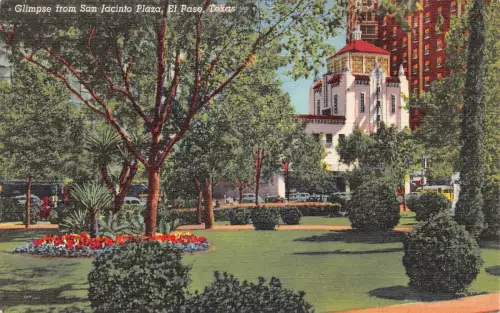 A849 US Blick vom San Jacinto Plaza El Paso Texas Vintage Postkarte