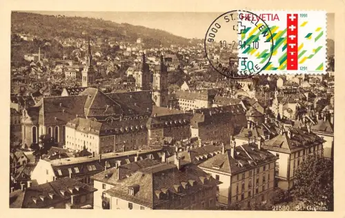 L301 Schweiz St. Gallen Panoramablick Vintage Postkarte