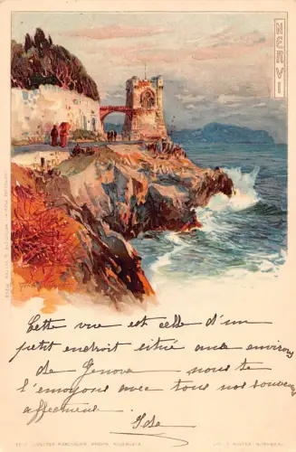 Italien 1901 Nervi Kunst von Manuel Wielandt Chromo Litho Postkarte B906