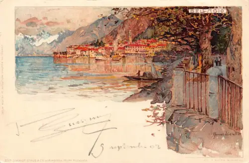 Italien 1903 Bellagio Kunst von Manuel Wielandt Chromo Litho Postkarte B906