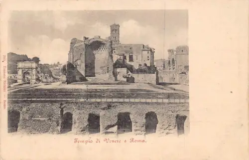 L073 Italien, Tempe di Venere e Roma - Tempel der Venus und Rom Vintage Postkarte