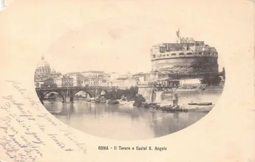 L073 Italien Rom Il Tevere e Castel S. Angelo Brücke Vintage Postkarte