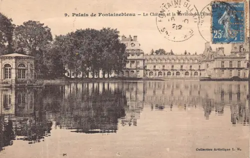 L132 Frankreich 1922 Palais de Fontainebleau Schloss und Pavillon Vintage Postkarte