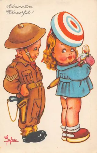 L150 Kinder Erwachsene Haltung Comic Humor signiert Leclerc Vintage Postkarte