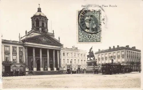 L133 Belgien 1932 Brüssel La Place Royale Palace Vintage Postkarte