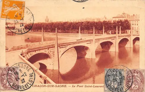 L131 Frankreich 1922 Chalon-sur-Saone Saint Laurent Brücke Vintage Postkarte
