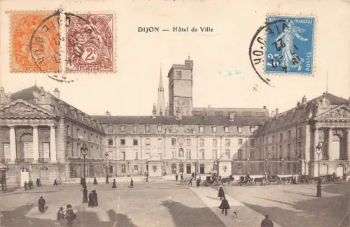 L131 Frankreich 1922 Dijon Hotel de Ville Kutschen Vintage Postkarte