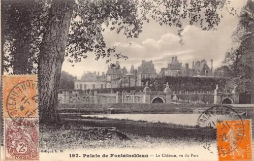 L132 Frankreich 1922 Palais de Fontainebleau Schloss und Park Vintage Postkarte