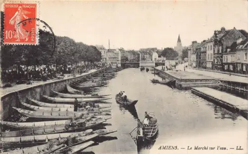 L131 Frankreich 1922 Amiens Le Marches sur l'eau Boote Vintage Postkarte