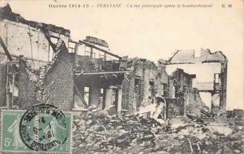 L131 Frankreich 1921 Erster Weltkrieg Pervysse Hauptstraße Bombardierte Postkarte