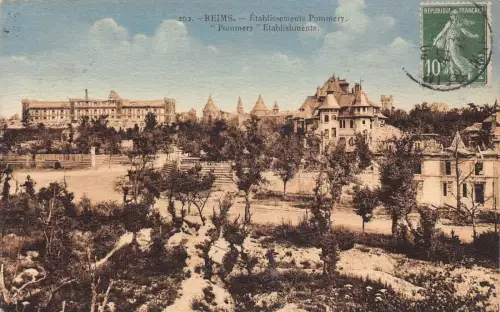 L131 Frankreich 1923 Reims Pommery Einrichtungen Panoramablick Vintage Postkarte