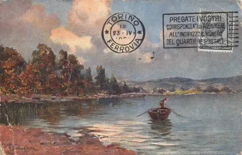 L139 Italien 1922 Turin See Boot Vintage Postkarte