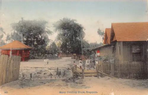 L549 Singapur Malay Dwelling House Vintage Postkarte