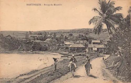 B157 Martinique Bourg de Macouba Eselreiter Eingeborene Vintage Postkarte