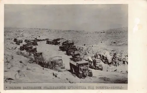 B139 Libyen Tobruk Säulen beschlagnahmter italienischer Automobil LKW RPPC Postkarte