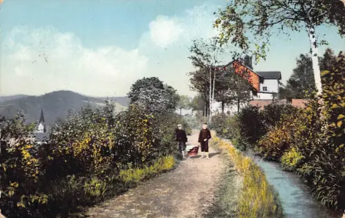 Deutschland 1919 Flossgraben Idylle Panorama Kinder Vintage Postkarte