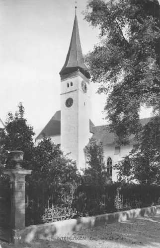 Schweiz Interlaken Englische Kirche Vintage Postkarte