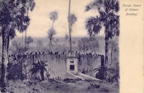 A875 Indien 1913 Parsee Tower of Silence Bombay Vintage Postkarte