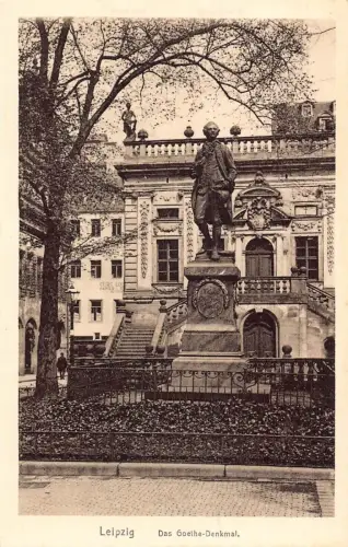 L164 Deutschland Leipzig Goethe Statue - Schriftsteller Vintage Postkarte