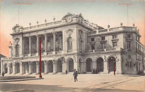 A879 Chile Santiago Teatro Stadttheater Vintage Postkarte