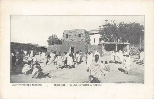 B635 Äthiopien Eglise Abbyssine a Harrar Church Vintage Postkarte