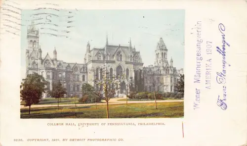 A059 USA 1907 Philadelphia College Hall University of Pennsylvania Postkarte