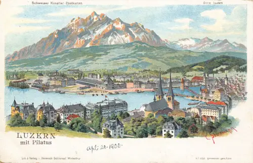 A894 Schweiz Luzern mit Pilatus Gesamtansicht Litho Postkarte