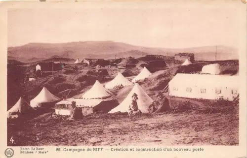 B172 Marokko Campagne du Riff Bau neuer Post alte Postkarte