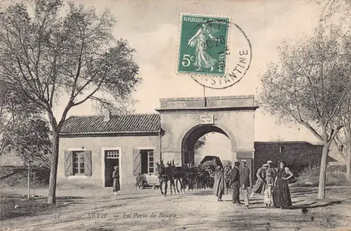 B168 Algerien 1910 Setif Porte de Bougie Esel Ureinwohner Vintage Postkarte