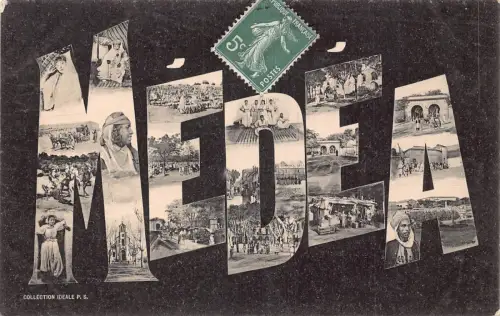 B168 Algerien Medea Großer Brief Eingeborene Ethnische Porträts Gruppen Vintage Postkarte