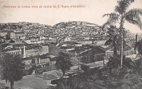 B175 Portugal Panorama de Lisboa visto do Jardim de S Pedro Lissabon Postkarte