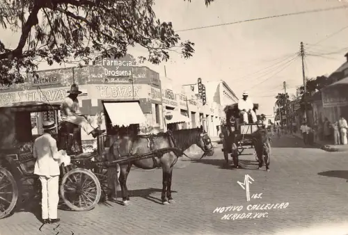 B176 Mexiko Motivo callejero Merida Apotheke Drogueria Bazar RPPC Postkarte