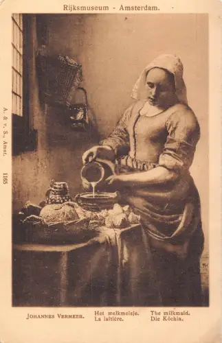 A907 Rijksmuseum Amsterdam Kunst von Johannes Vermeer Das Milchmädchen Postkarte