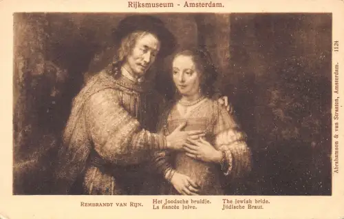 A909 Rijksmuseum Amsterdam Kunst von Rembrandt Die jüdische Braut Vintage Postkarte
