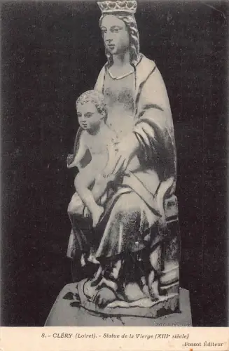 A909 Fine Art Clery France Statue de la Vierge Vintage Postkarte