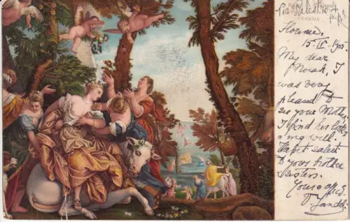 A911 Kunst 1905 Geburt Europas Venezia Venedig Galerie Vintage Postkarte