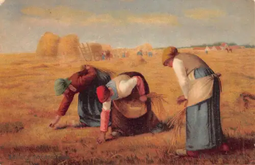 A910 Kunst 1907 Hirses Meisterwerk Frauen pflücken Weizen Landwirtschaft Postkarte