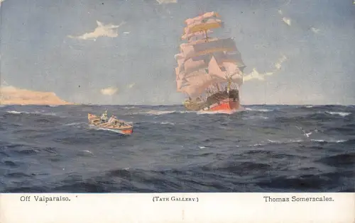 A910 Tate Gallery vor Valparaiso von Thomas Somerscales Segelschiff Postkarte