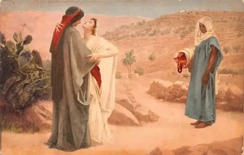 A911 Walker Art Gallery Ruth und Naomi von Calderon Paar umarmt Postkarte