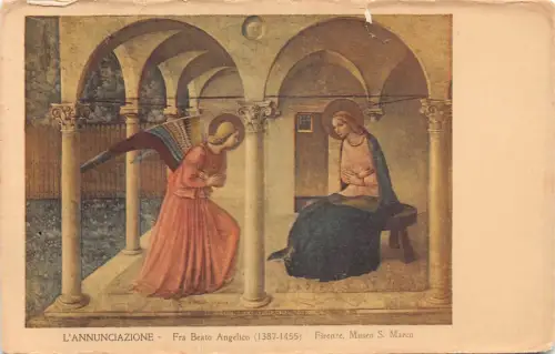 A909 Kunst religiös L'Annunciazione Fra Beato Angelico Engel Vintage Postkarte