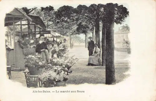 A912 Frankreich Aix-les-Bains Marken aux fleurs Blumen Kaufmann Postkarte