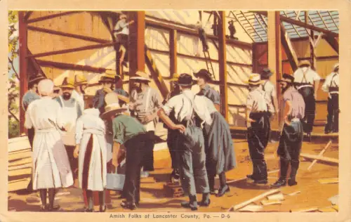 A916 US Pennsylvania Amish Folks of Lancaster County Vintage Postkarte